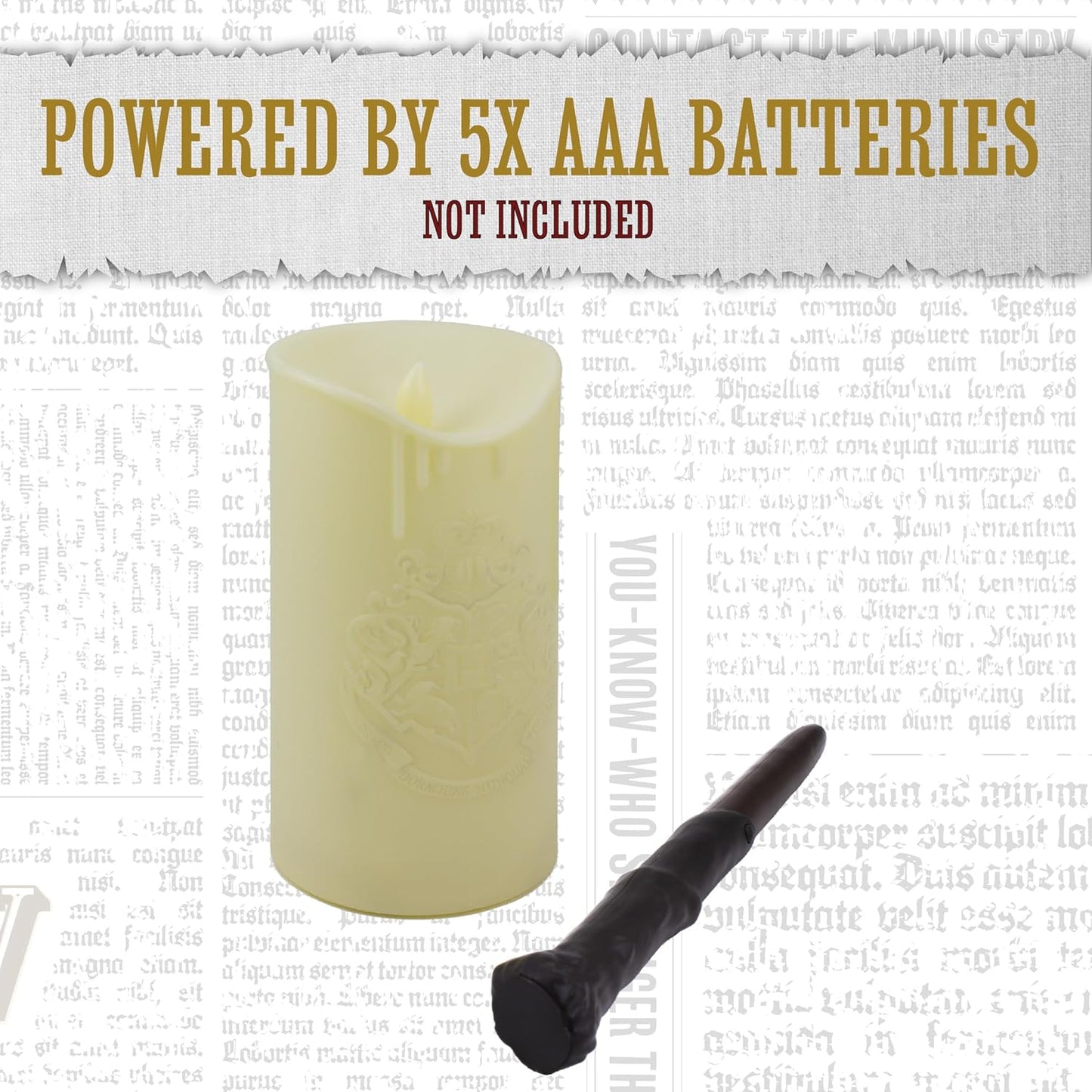 Harry Potter LED Candle Light with Wand Remote – Hogwarts Crest Decor