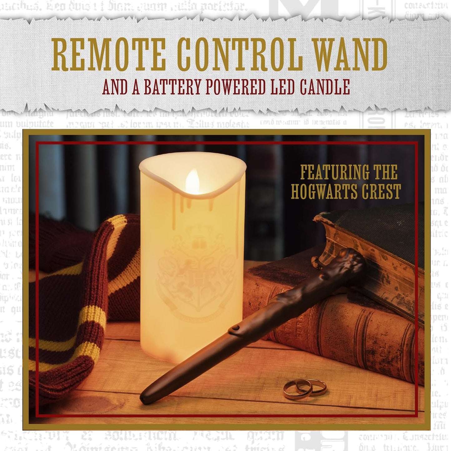 Harry Potter LED Candle Light with Wand Remote – Hogwarts Crest Decor