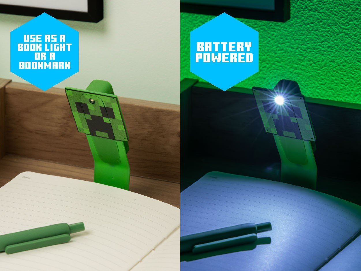 Minecraft Creeper Clip-On Book Light – LED Bookmark Lamp