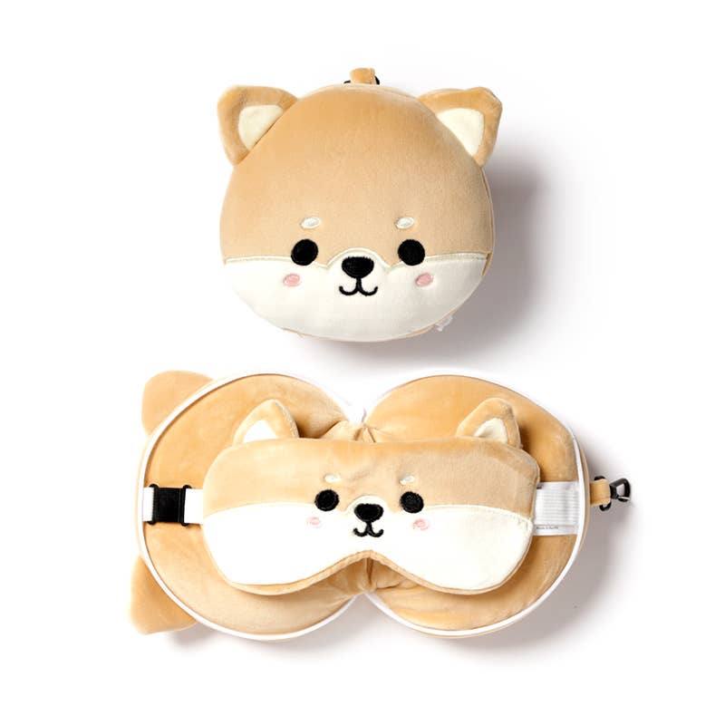 Relaxeazzz – Shiba Inu Dog Travel Pillow & Eye Mask