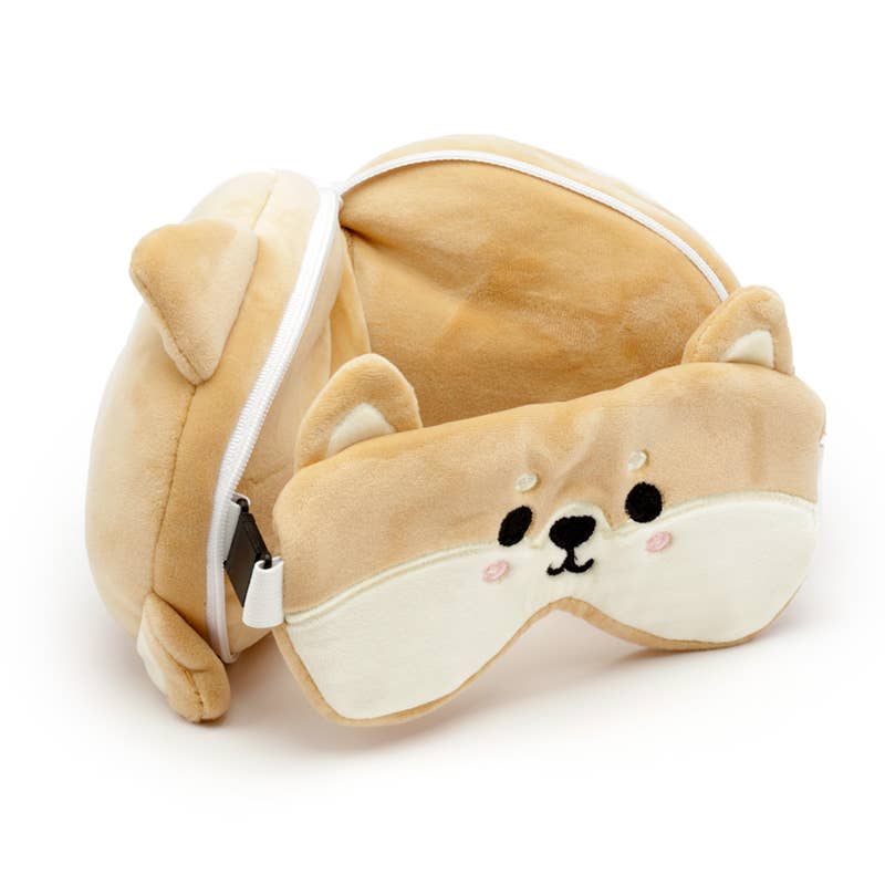 Relaxeazzz – Shiba Inu Dog Travel Pillow & Eye Mask