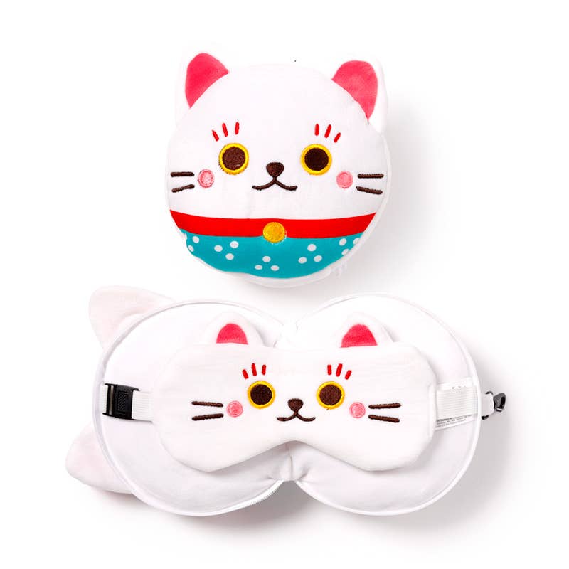 Relaxeazzz Maneki Neko – Soft Travel Pillow & Sleeping Mask