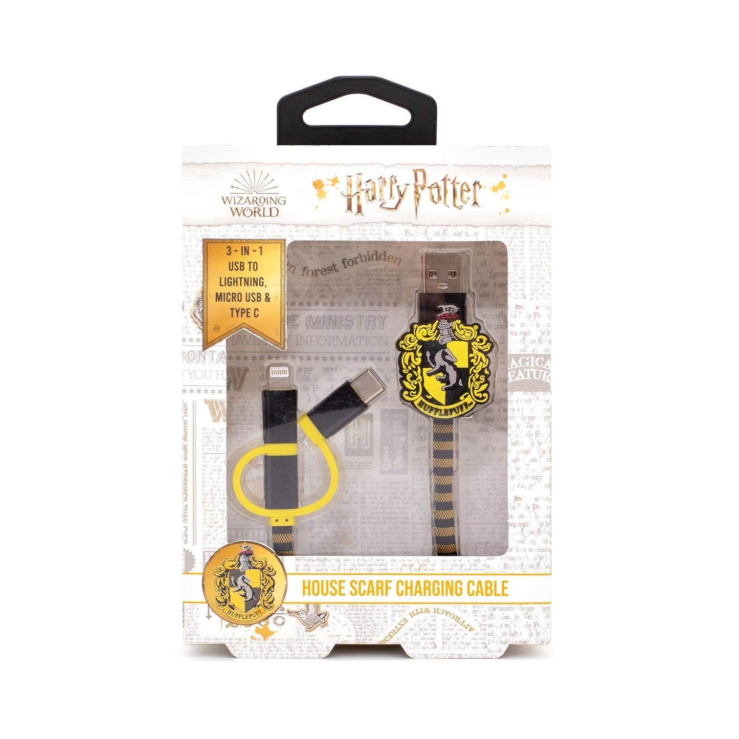 Harry Potter - Hogwarts Hufflepuff 3-in-1 Scarf Cable (Lightning / Micro-USB / USB-C)