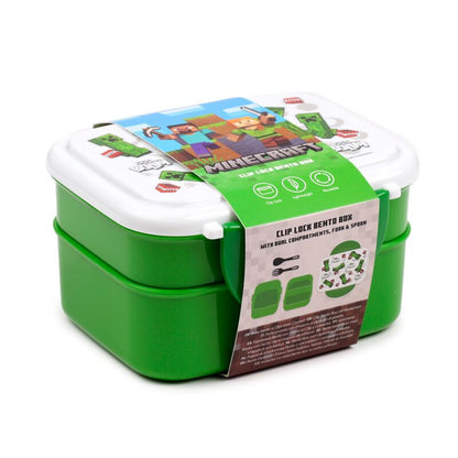 Minecraft – Creeper & TNT Clip-Lock Bento Lunchlåda med Bestick