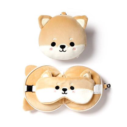 Relaxeazzz – Shiba Inu Dog Travel Pillow & Eye Mask