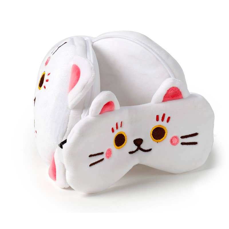 Relaxeazzz Maneki Neko – Soft Travel Pillow & Sleeping Mask